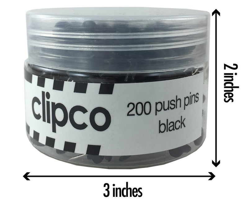 Clipco Push Pins Jar (200-Count) (Black) - Image 2